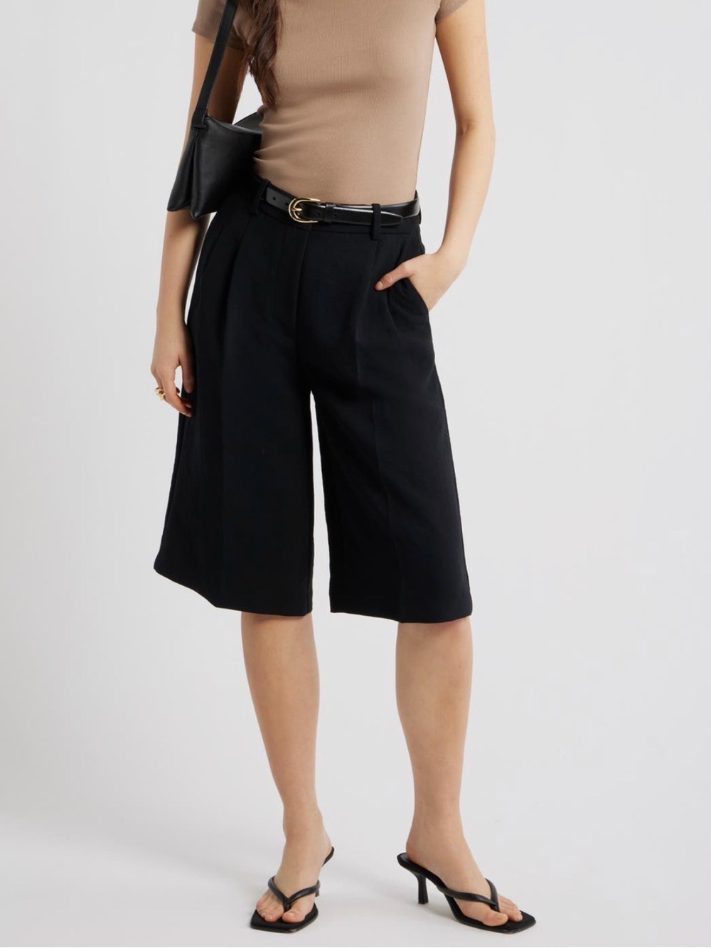 Open Edit Curator Crepe Culottes in Black